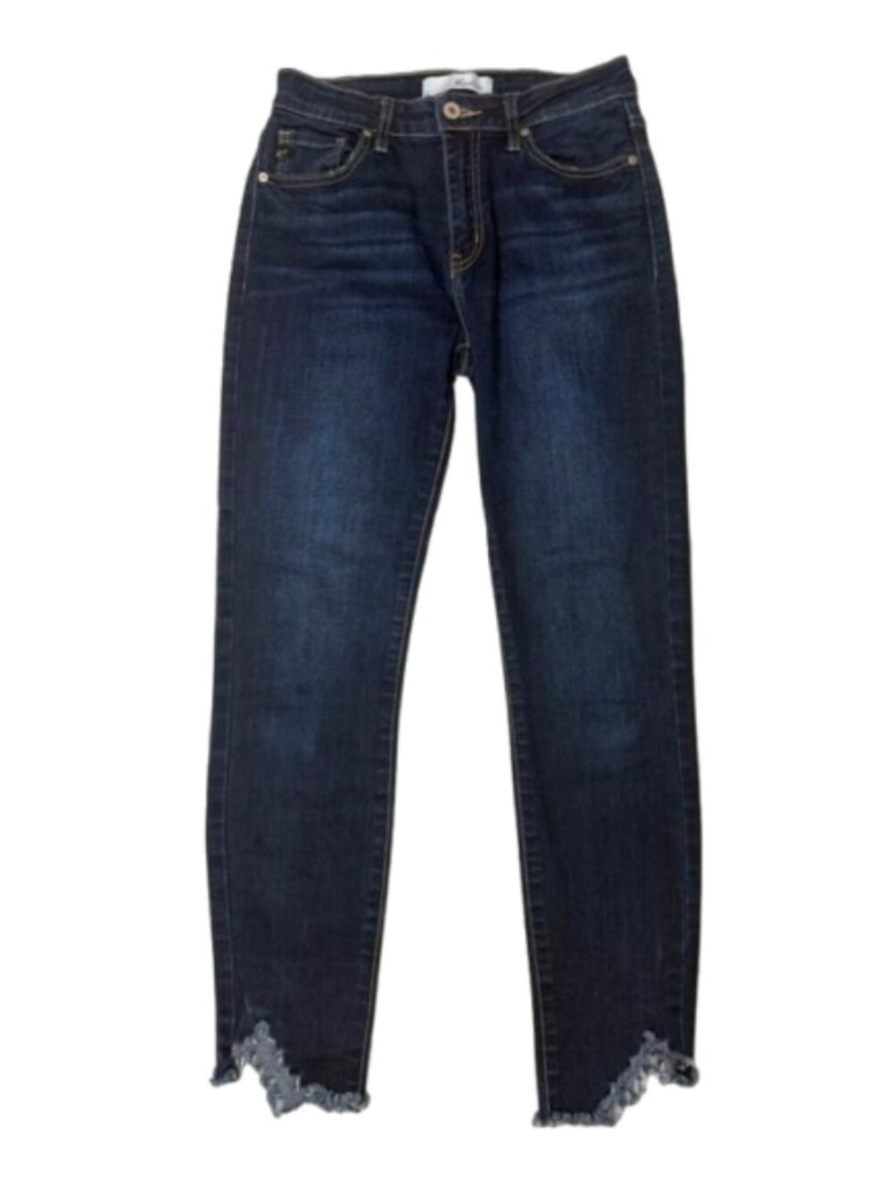 Kancan Dark Wash Chewed Ankle Skinny Jeans Size 5/26 #2652